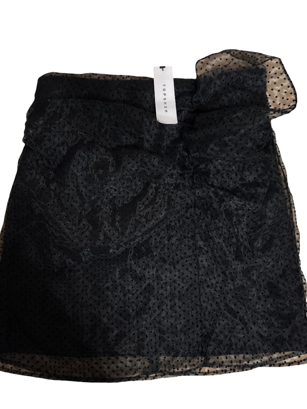 Topshop Black Sheer Polka Dot Mini Skirt